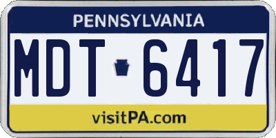 PA license plate MDT6417