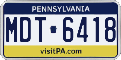 PA license plate MDT6418