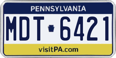 PA license plate MDT6421