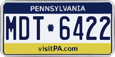 PA license plate MDT6422