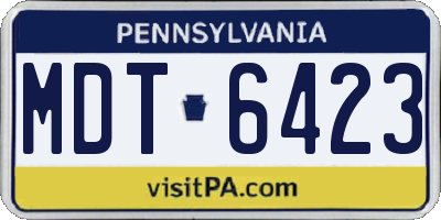 PA license plate MDT6423