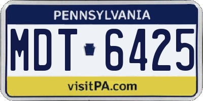 PA license plate MDT6425