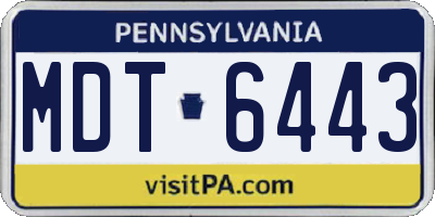 PA license plate MDT6443