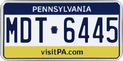 PA license plate MDT6445
