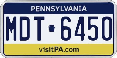 PA license plate MDT6450