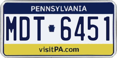 PA license plate MDT6451