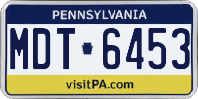 PA license plate MDT6453
