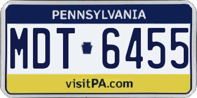 PA license plate MDT6455