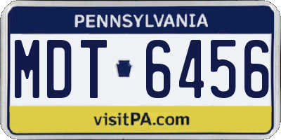 PA license plate MDT6456