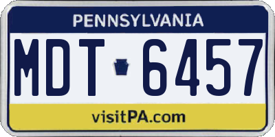 PA license plate MDT6457
