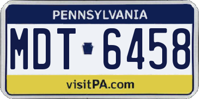 PA license plate MDT6458