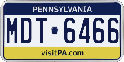 PA license plate MDT6466