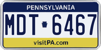 PA license plate MDT6467