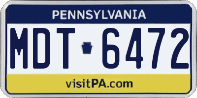 PA license plate MDT6472