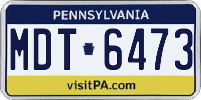 PA license plate MDT6473