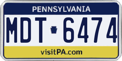 PA license plate MDT6474