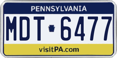 PA license plate MDT6477