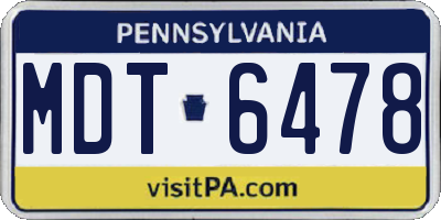 PA license plate MDT6478