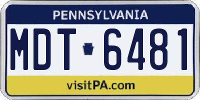 PA license plate MDT6481