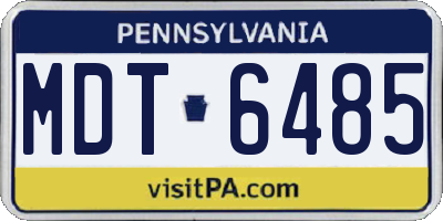 PA license plate MDT6485