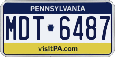 PA license plate MDT6487