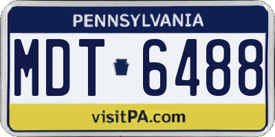 PA license plate MDT6488