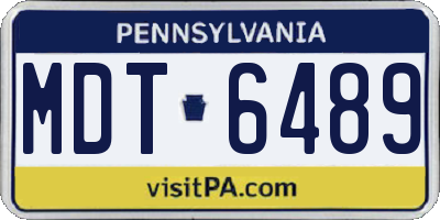 PA license plate MDT6489