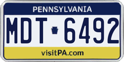PA license plate MDT6492