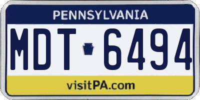 PA license plate MDT6494