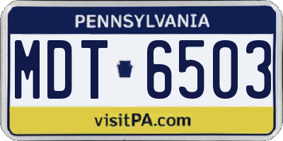 PA license plate MDT6503
