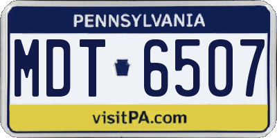PA license plate MDT6507