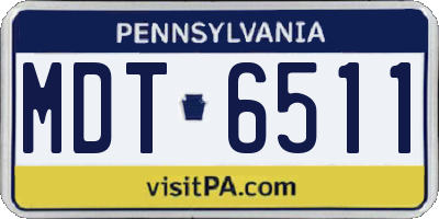 PA license plate MDT6511