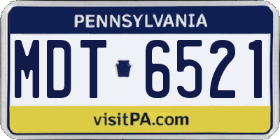 PA license plate MDT6521