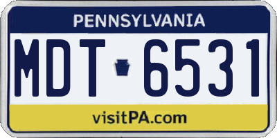 PA license plate MDT6531