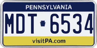 PA license plate MDT6534