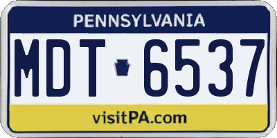 PA license plate MDT6537