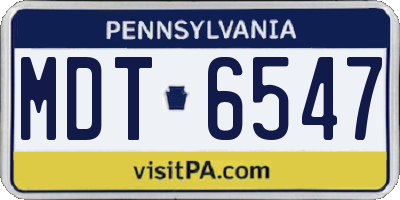 PA license plate MDT6547