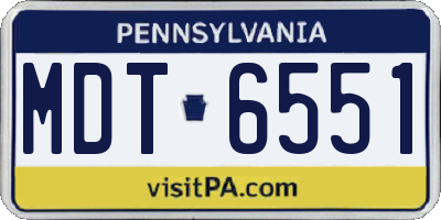PA license plate MDT6551