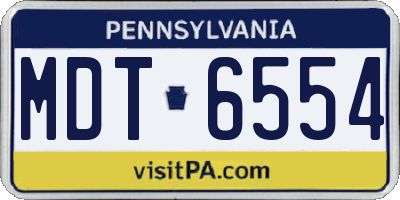 PA license plate MDT6554