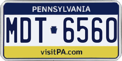 PA license plate MDT6560
