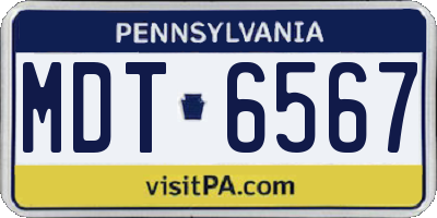 PA license plate MDT6567