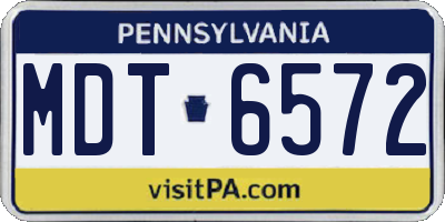 PA license plate MDT6572