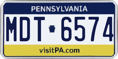 PA license plate MDT6574