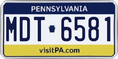 PA license plate MDT6581