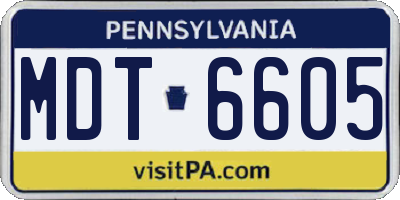 PA license plate MDT6605