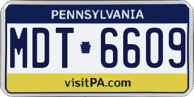 PA license plate MDT6609