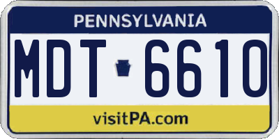 PA license plate MDT6610