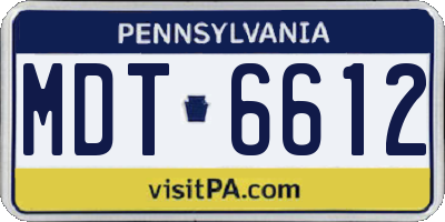 PA license plate MDT6612
