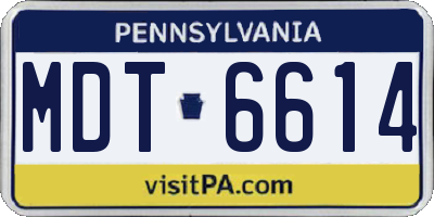 PA license plate MDT6614