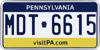PA license plate MDT6615